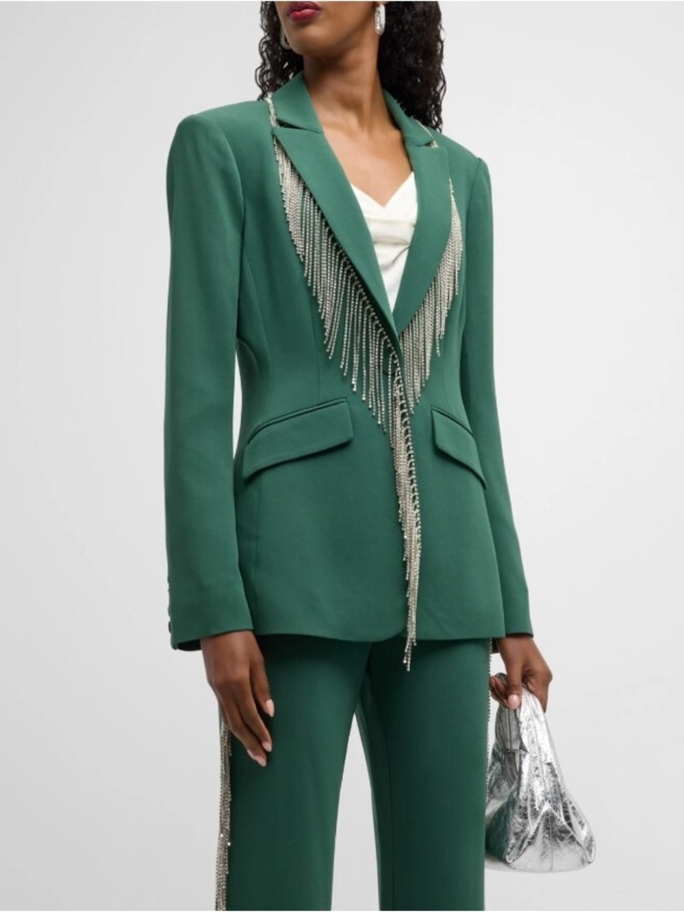 Cinq à Sept Cheyenne Rhinestone Fringe Embellished Blazer